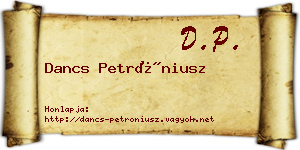 Dancs Petróniusz névjegykártya